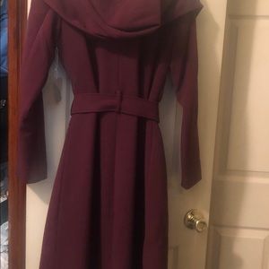 Long Burgundy Trench style coat